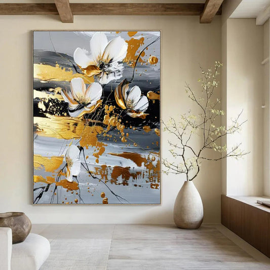 Artistic Impressionism Hand-Painted Abstract Mural for Romantic Bedrooms