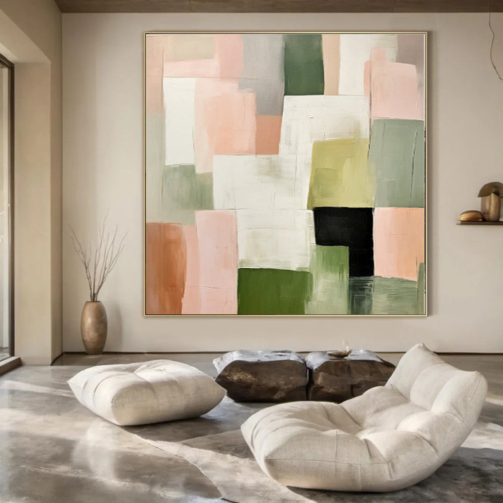 Oversized Abstract Wall Art for Sauna Interiors - Commissioned Mixed Media on Canvas