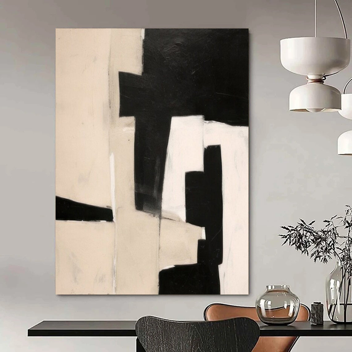Hand-Painted Extra-Large Contemporary Abstract Canvas for Family Great Rooms