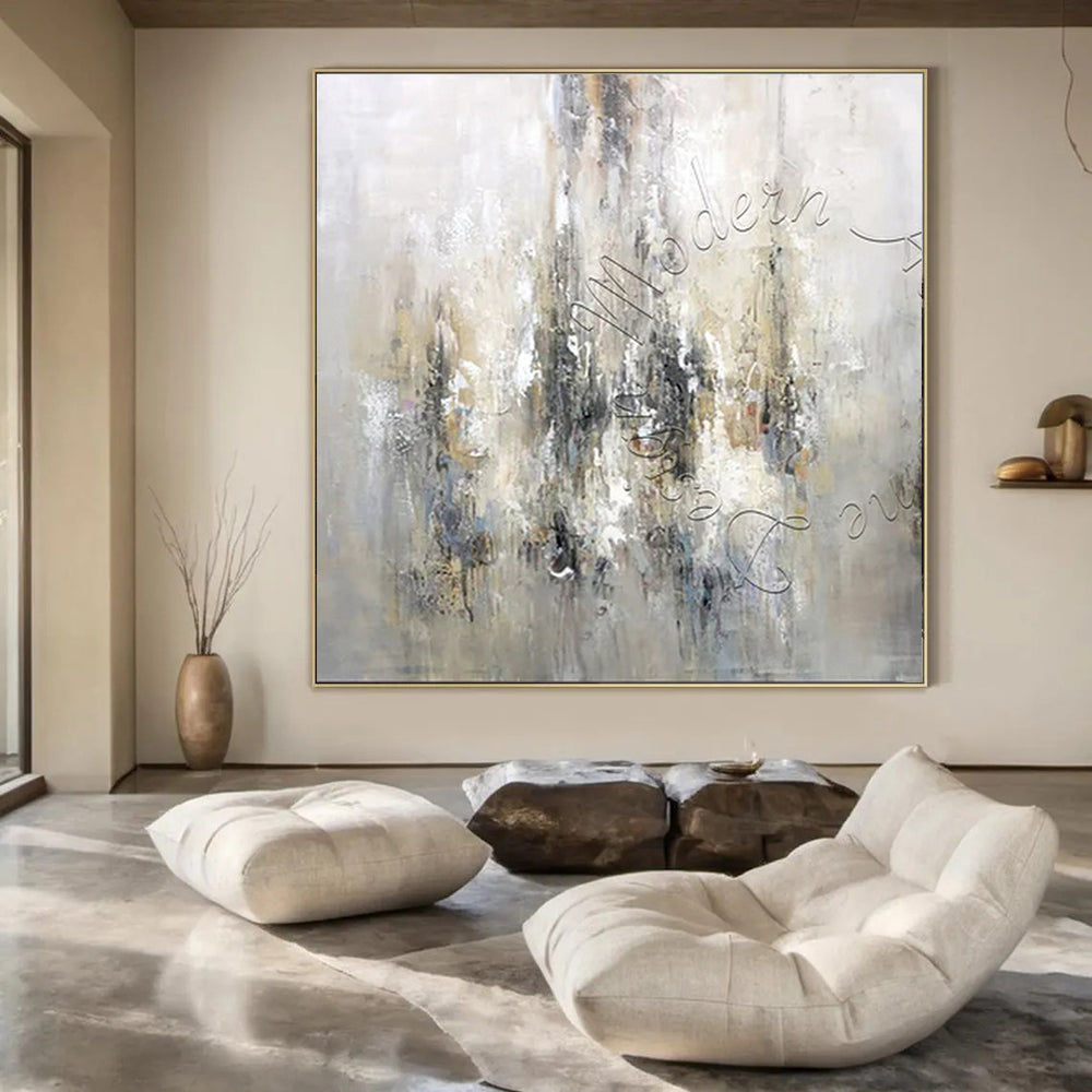 Hand-Painted Extra-Large Contemporary Abstract Painting for Luxury Hotel Ballrooms