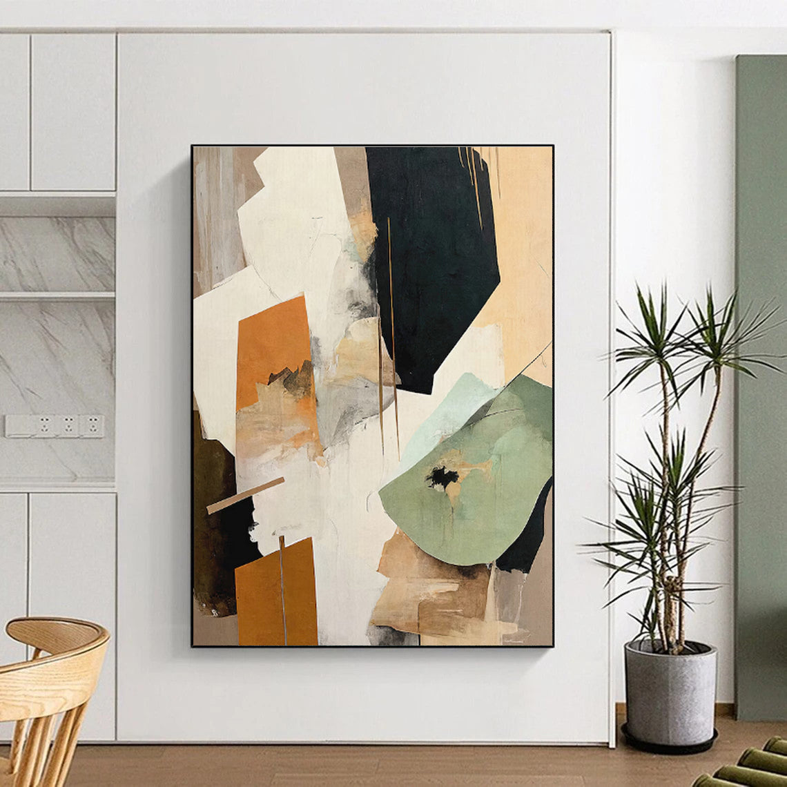 Extra-Huge Contemporary Abstract Canvas for Home Office Zoom Backgrounds in Modern Workspaces