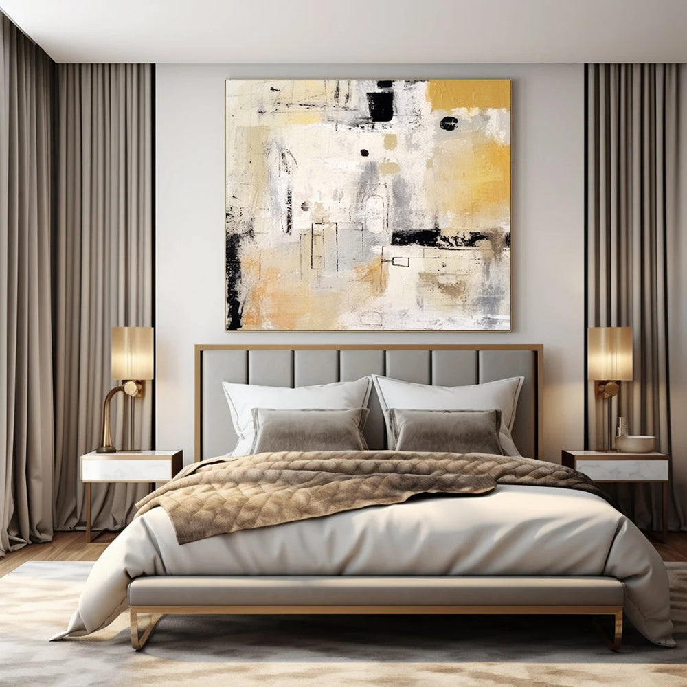 Extra-Huge Hand-Painted Modern Abstract Canvas for Luxury Hotel Bridal Suites