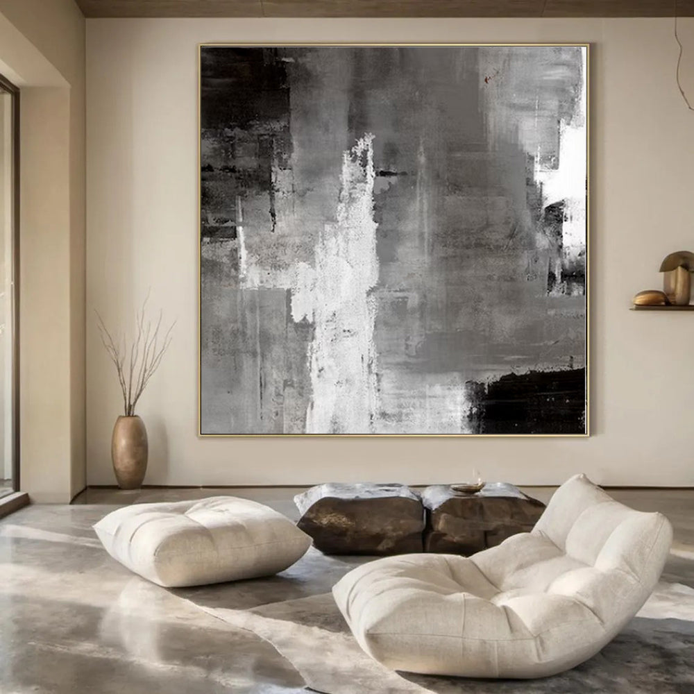 Huge Hand-Painted Contemporary Abstract Painting for Living Room Above Sofa Headers