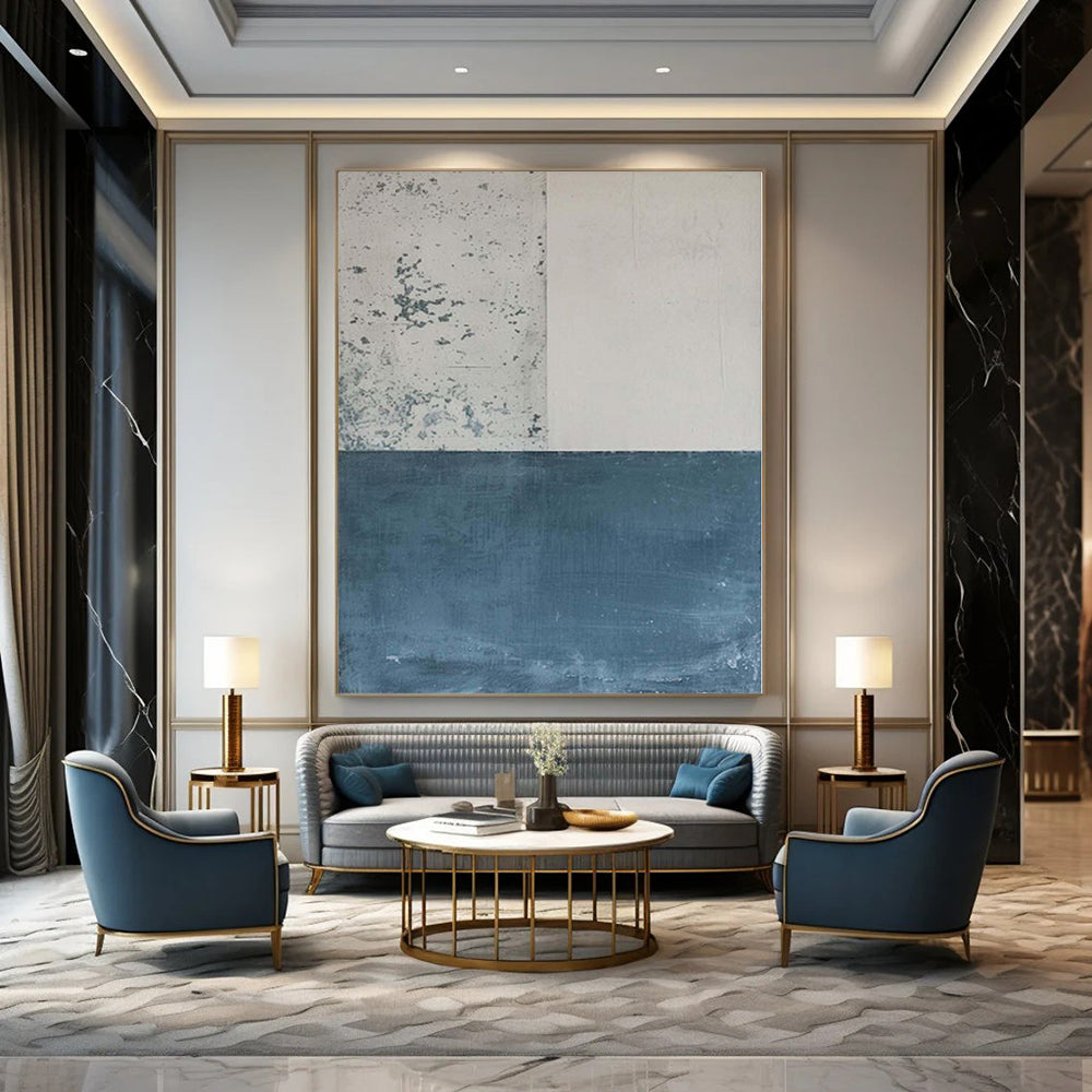 Grand Made-to-Order Abstract Canvas for Marine Biology Research Vessel Interiors