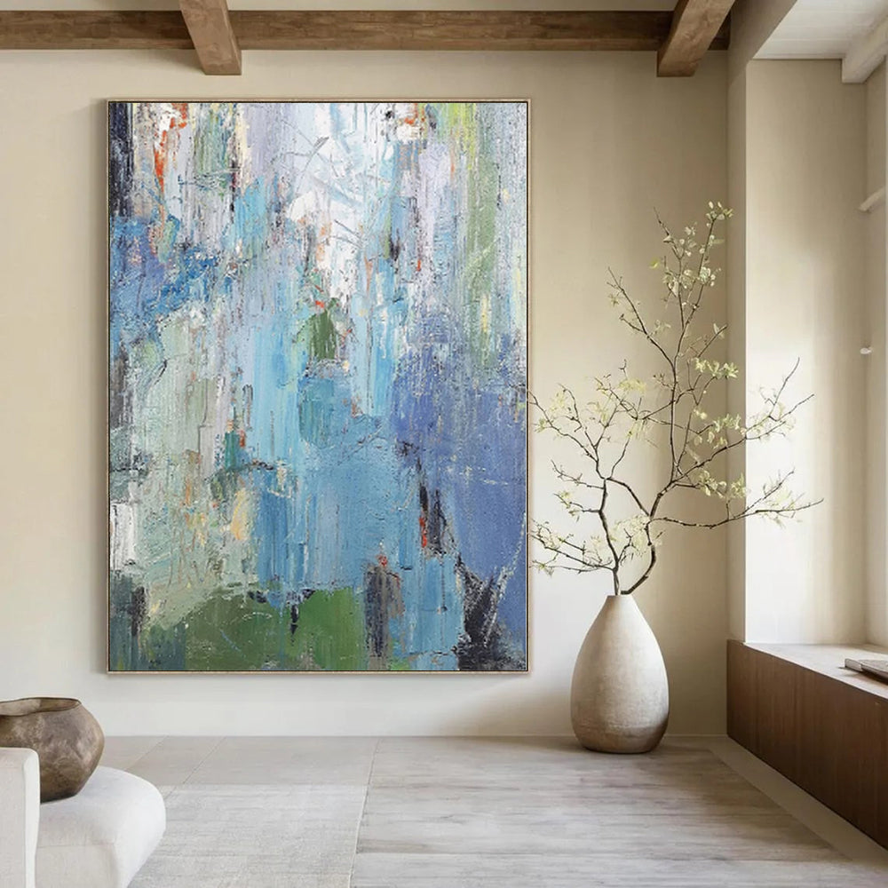 Large Abstract Canvas for Outdoor Cabana Lounges - Custom Weather-Resistant Acrylic