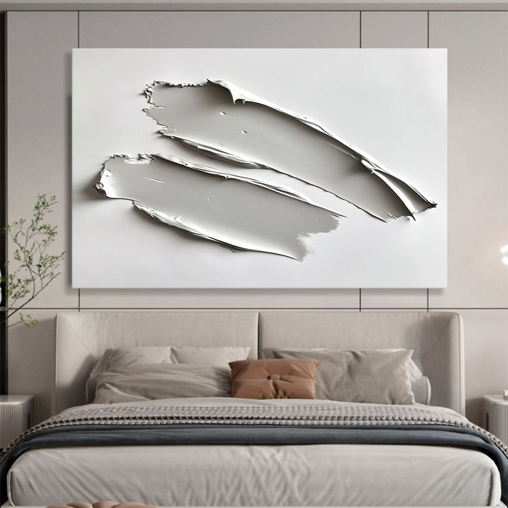 “Minimalist Gray Strokes” - Gray, White, Textural Abstract Painting On Canvas HB0690