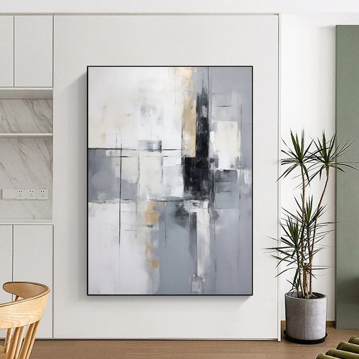 Textured Horizons: Grand Custom Abstract Work for Entryway and Hotel DTP138