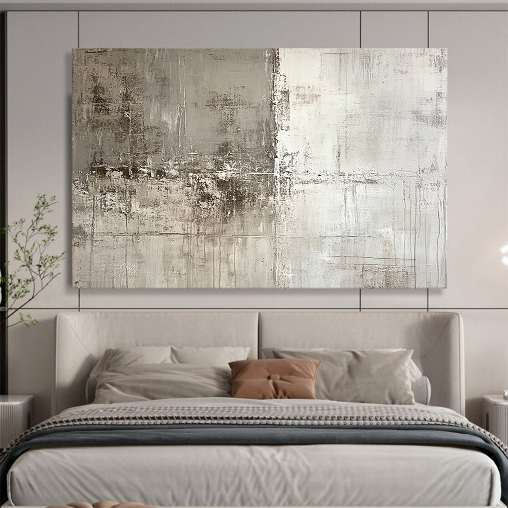Neutral Textured Abstract - Muted Abstract Oil Painting On Canvas HB0482