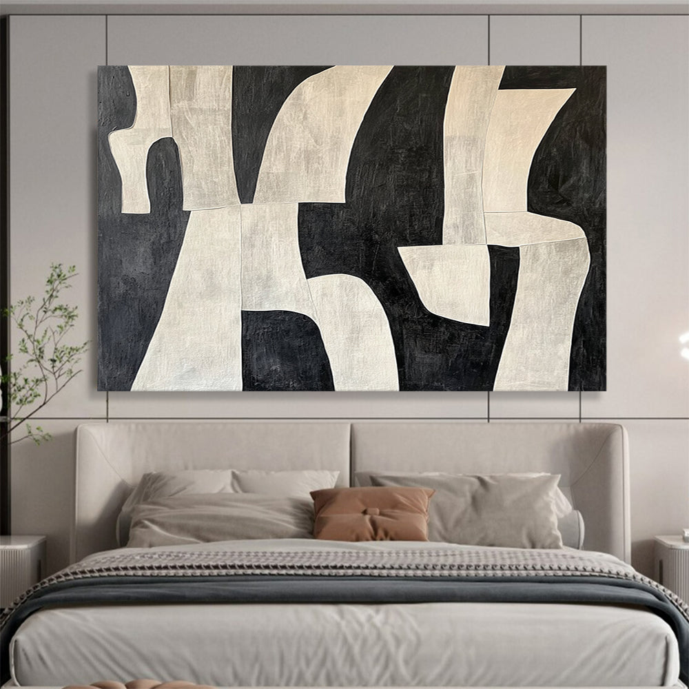 Monochromatic Abstract Forms - Minimalist Geometric Painting On Canvas HB0459