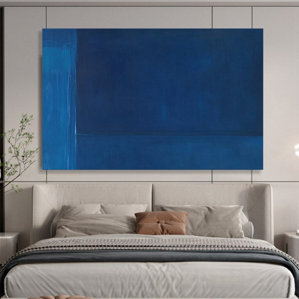 “Deep Blue Minimalist Blocks” - Deep Blue, Block Shapes, Minimalist Painting On Canvas HB0844
