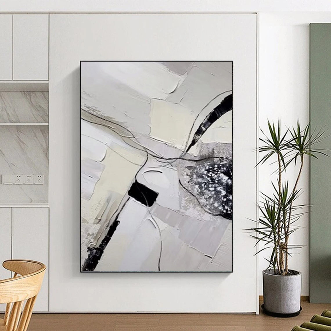 Designer - Led Excellence: Hand - Crafted Textured Canvas Painting for Bedroom & Dining Room DKH1172