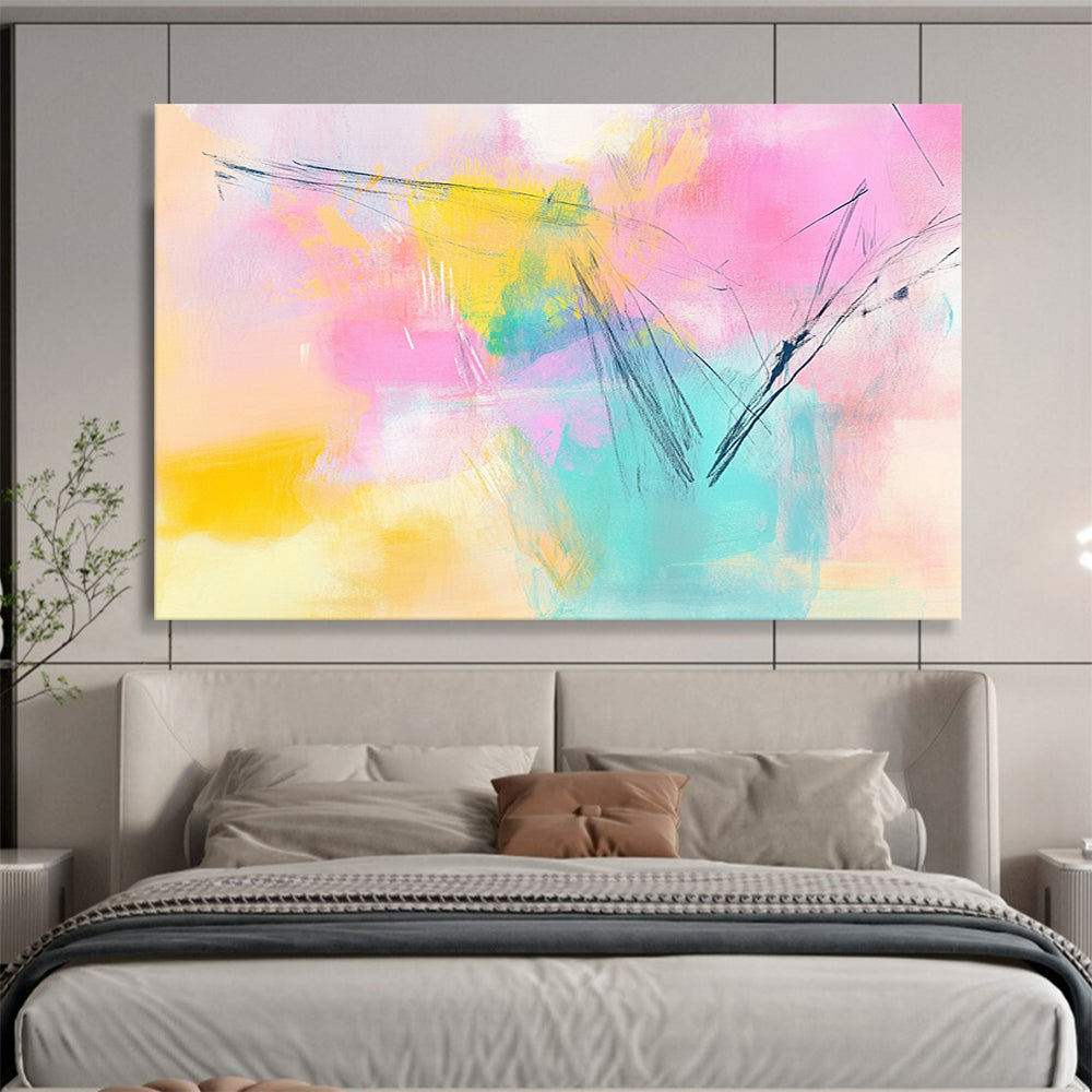 “Pastel Abstract Strokes” - Pink, Yellow, Green, Blue, Purple - Soft Abstract Strokes - Acrylic Painting HB1322