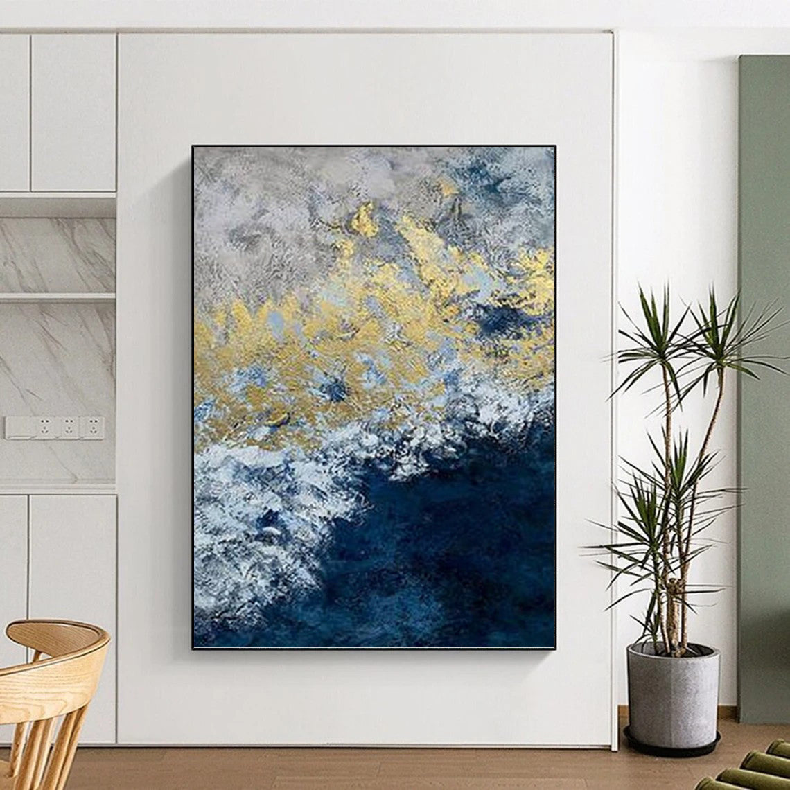 Towering Vertical Hand - Painted Custom Abstract Masterpiece with Textured Depth, Perfect for Bedroom and Office DKH1549