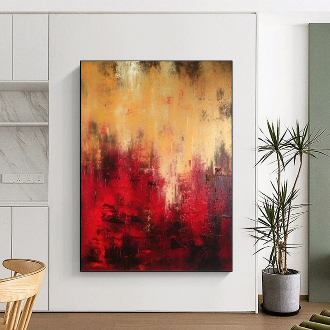 Extended - Length Hand - Painted Textured Custom Abstract Painting for Dining Room and Hallway DTP073