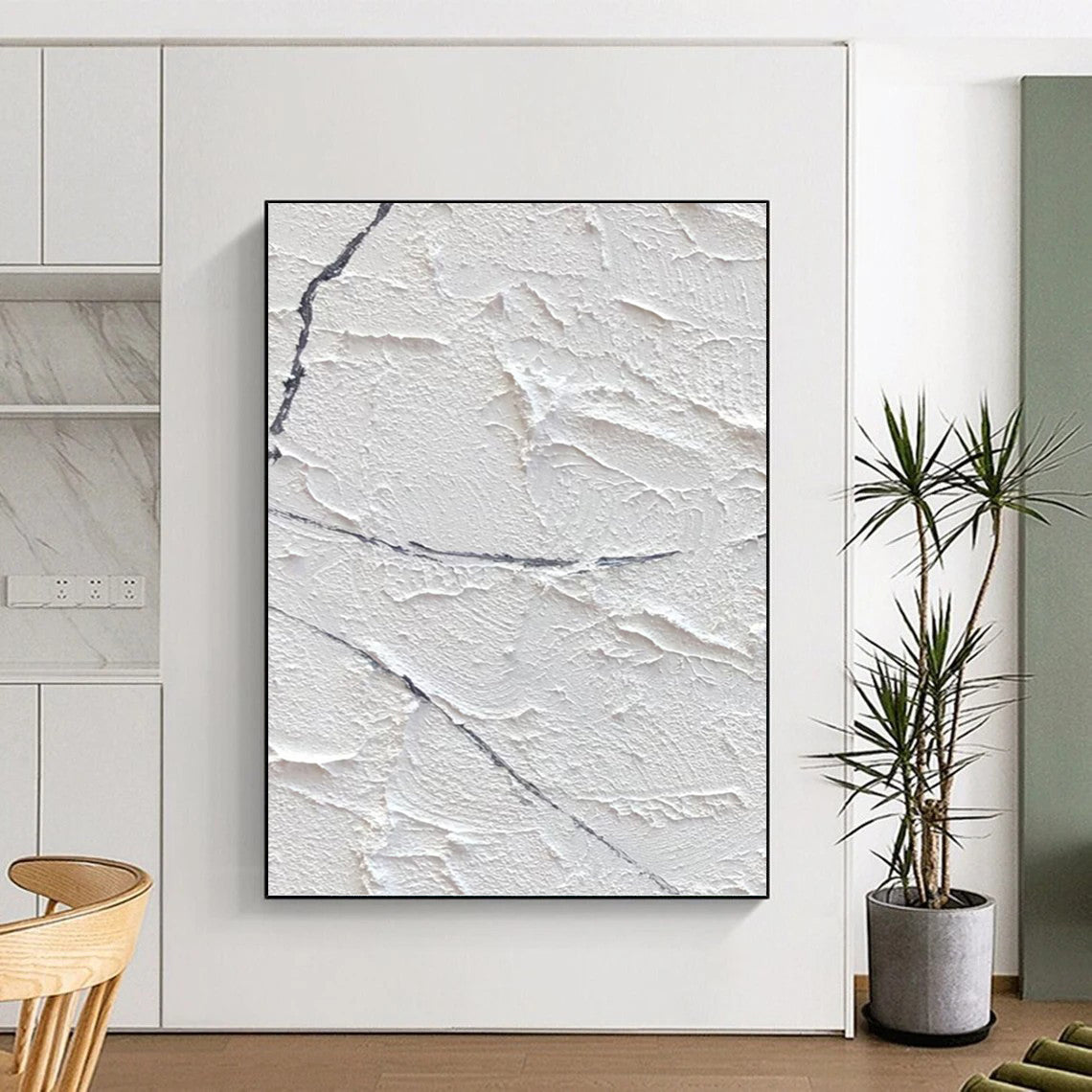 Vertical Hand - Painted Textured Custom Abstract Work for Bedroom and Office DKH1673