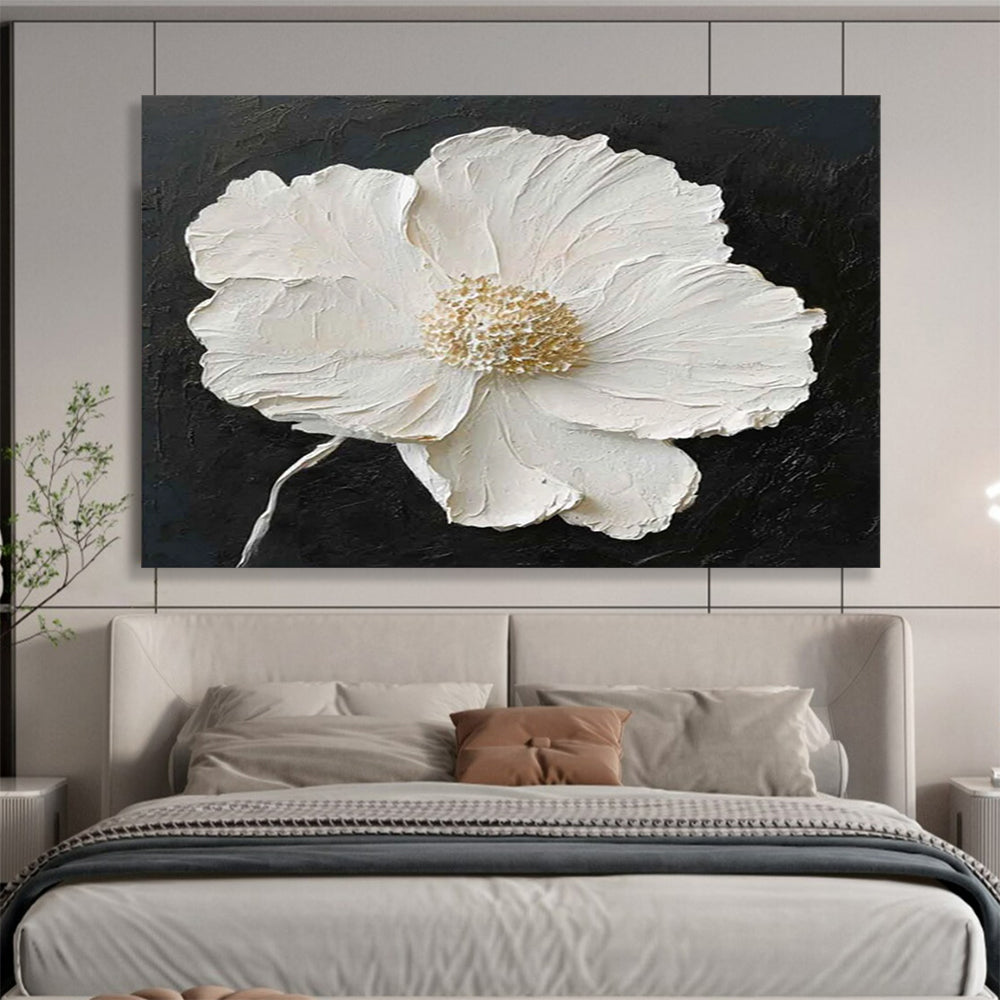 3D Relief White Flower Painting - Luxury Foyer Focal Decor DLZ091