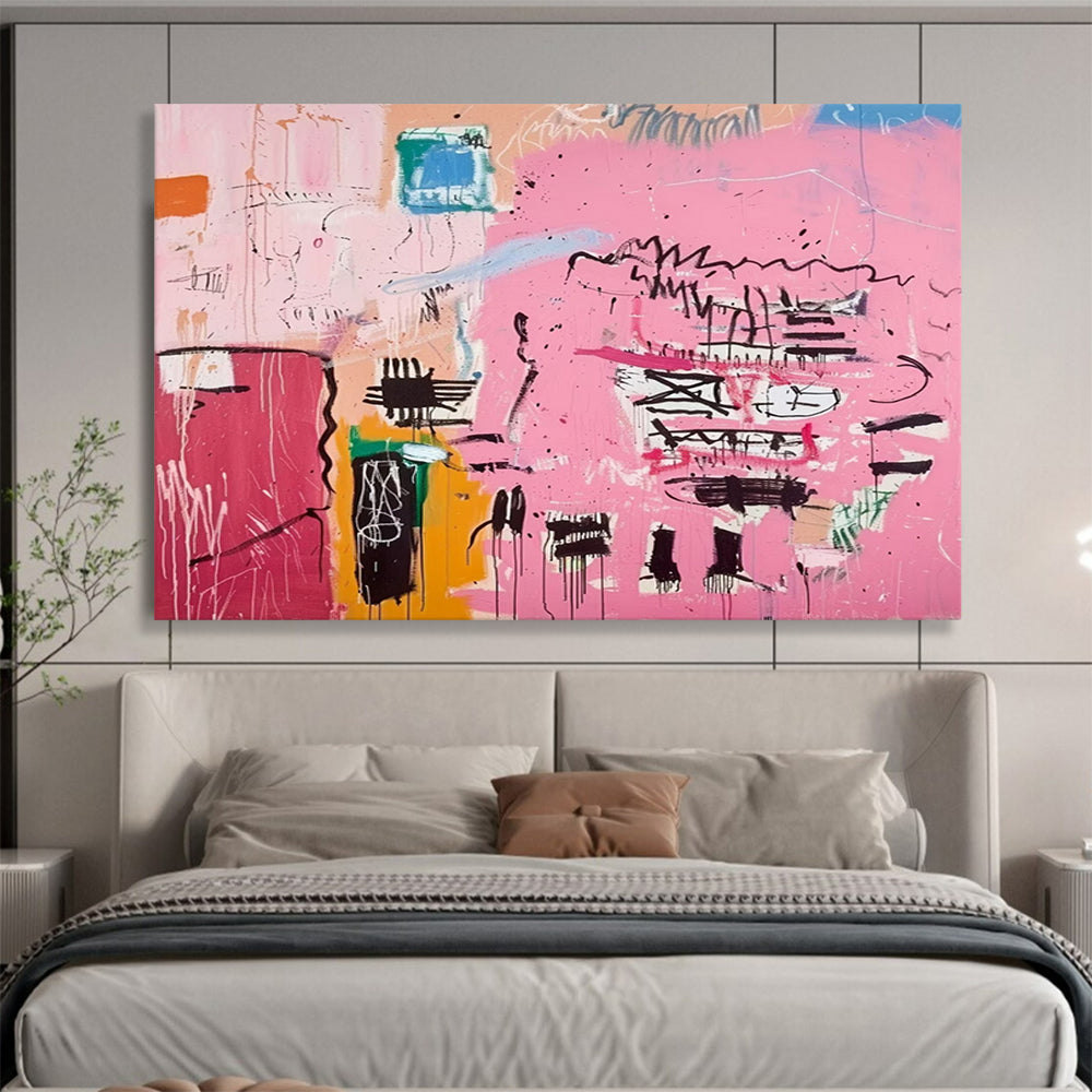 Bold Pink Abstract Expressionism - Modern Living Room or Office Focal Point DLZ198