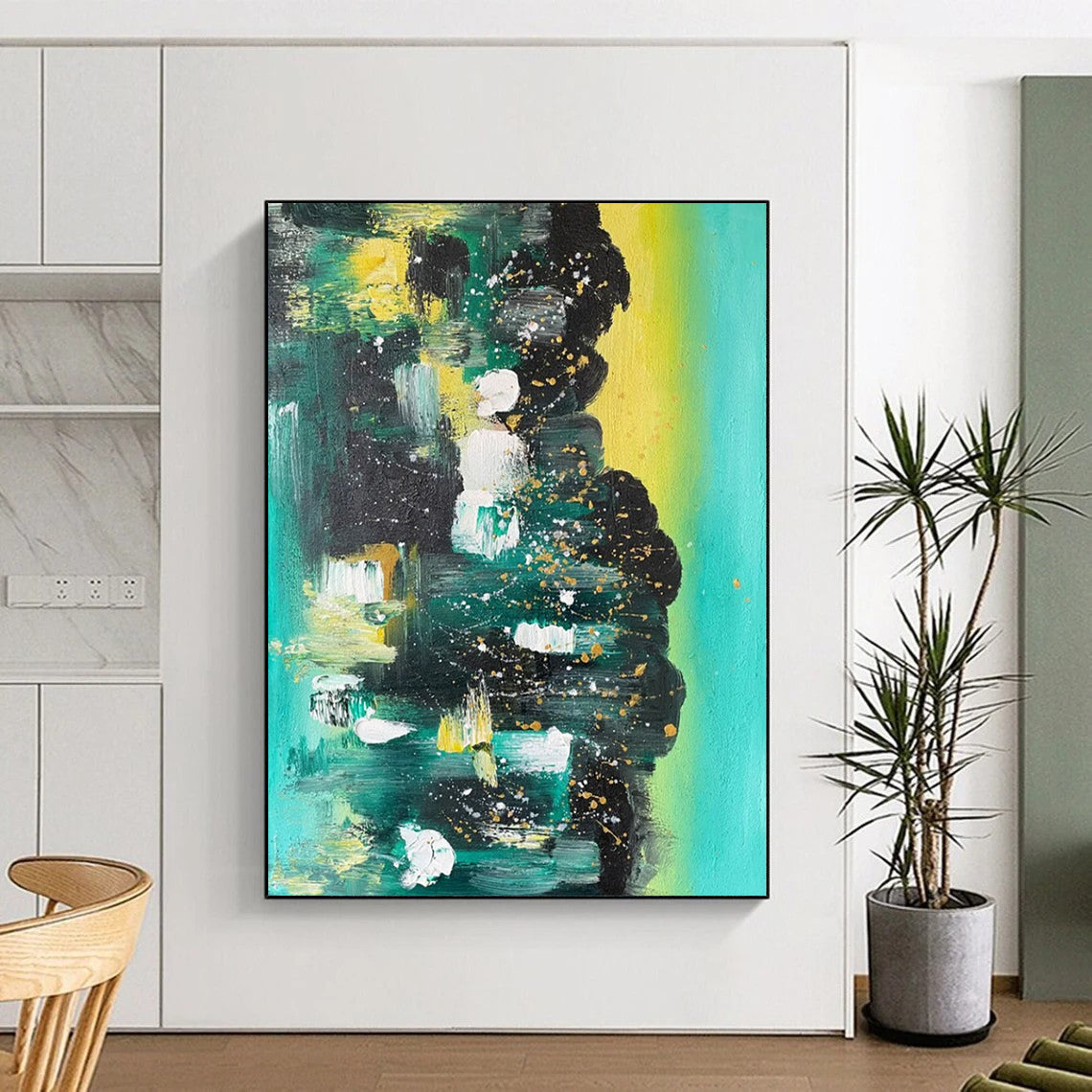 Extended - Sized Hand - Painted Custom Abstract Canvas for Bedroom and Hallway DTP038
