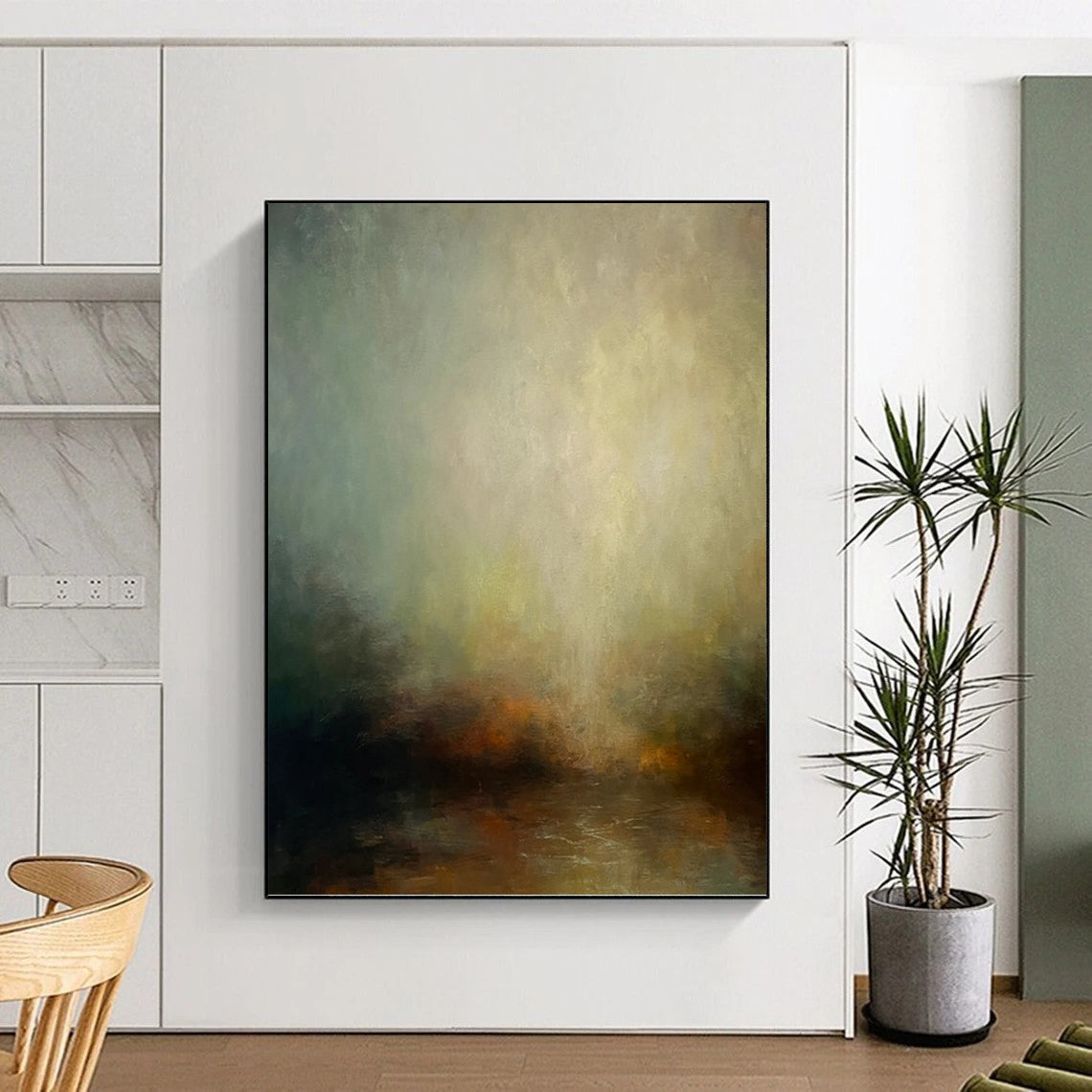 Palace - Scaled Vertical Hand - Painted Custom Abstract Narrative (with Exquisite Textures), for Bedroom and Bar DKH1535