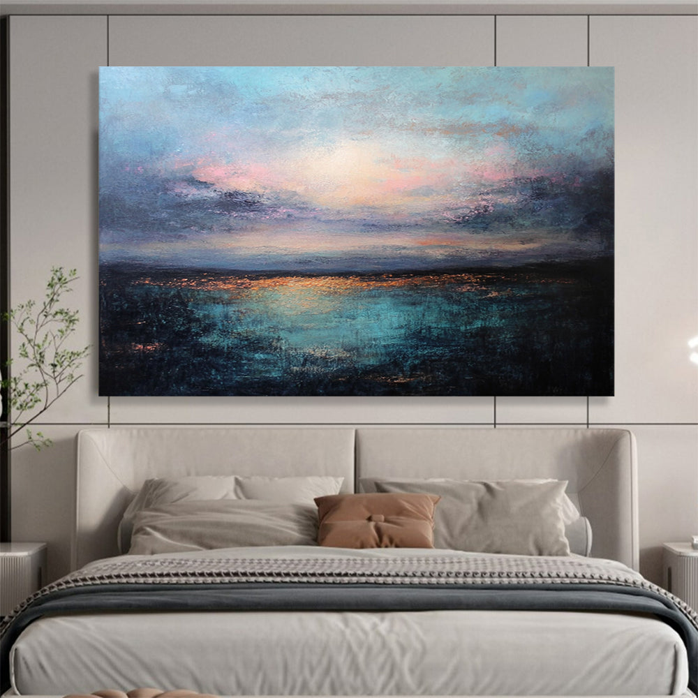 “Dreamy Coastal Sunset” - Blues, Pinks, Purples, Oranges, Ocean Sunset - Textured Oil Painting HB1573