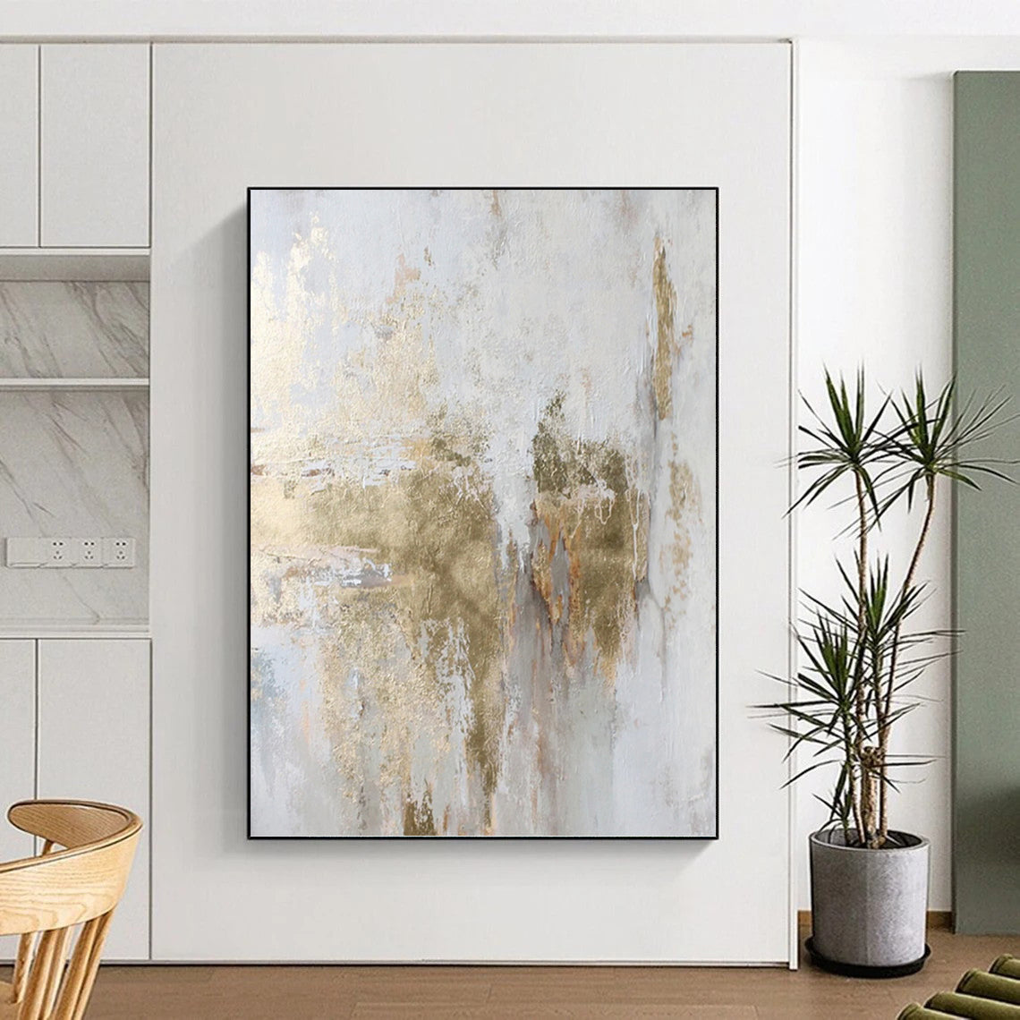 Oversized Hand - Painted Custom Textured Abstract Artwork for Hallway & Entryway DKH1006