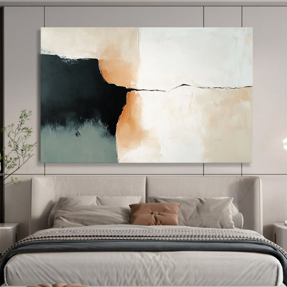 “Minimalist Color Block” - Black, Beige, Gray, Simple Geometric Shapes Painting On Canvas HB0950