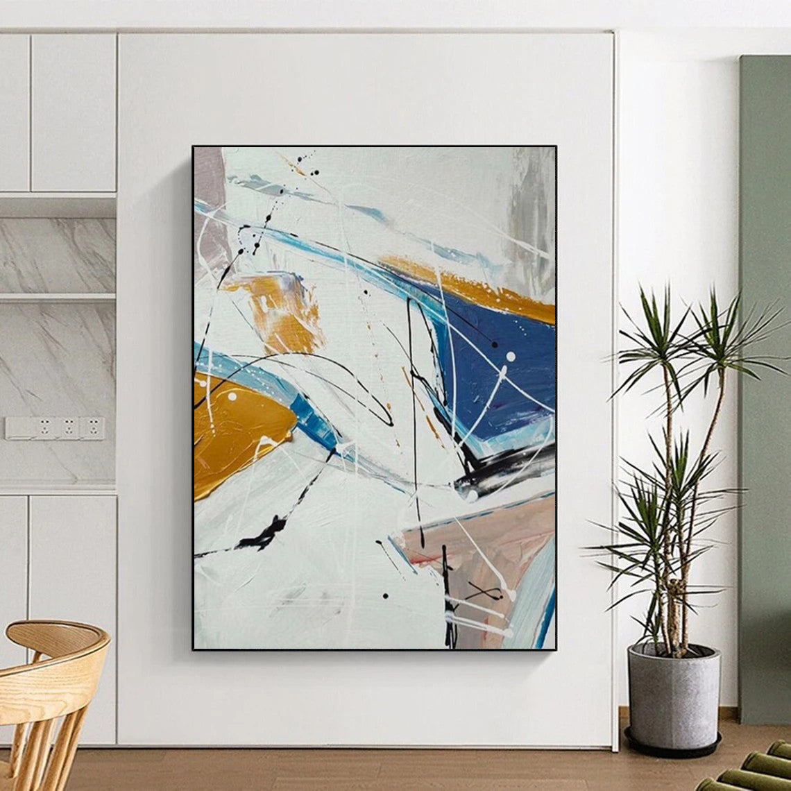 Immense - Sized Hand - Painted Textured Custom Abstract Art for Bedroom and Entryway DTP049