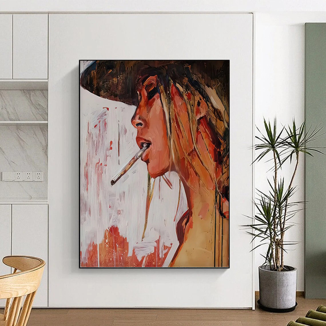 Vertical Hand - Painted Custom Abstract Art for Living Room and Hotel DKH1642