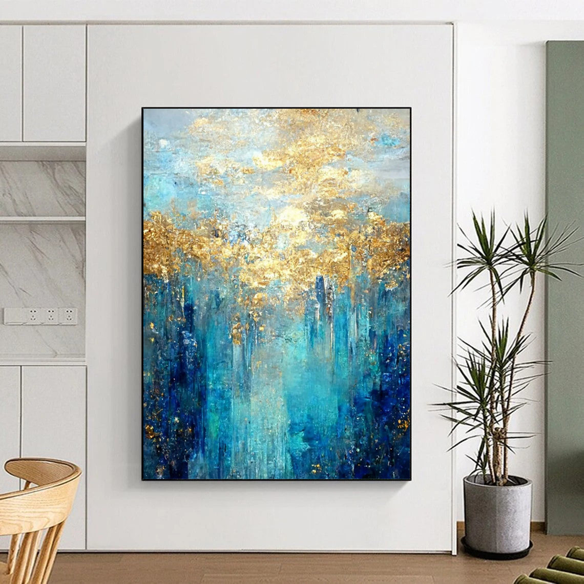 Grand - Scale Hand - Painted Textured Custom Abstract Art for Dining Room and Office DTP065