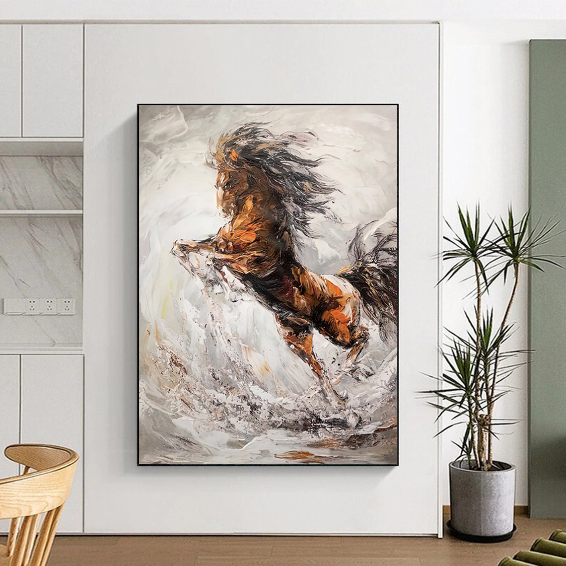 Large - Sized Dynamic Hand - Painted Textured Abstract Painting on Canvas for Living Room & Office DKH1431