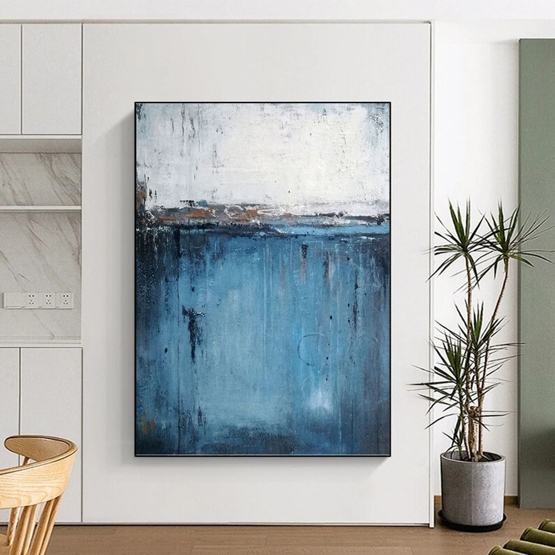 Majestic Vertical Hand - Painted Textured Custom Abstract Epoch for Living Room and Hotel DKH1558