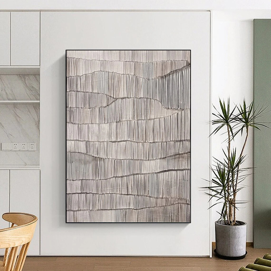 Colossal Hand - Painted Custom Textured Abstract Canvas for Dining Room & Bar DKH1034