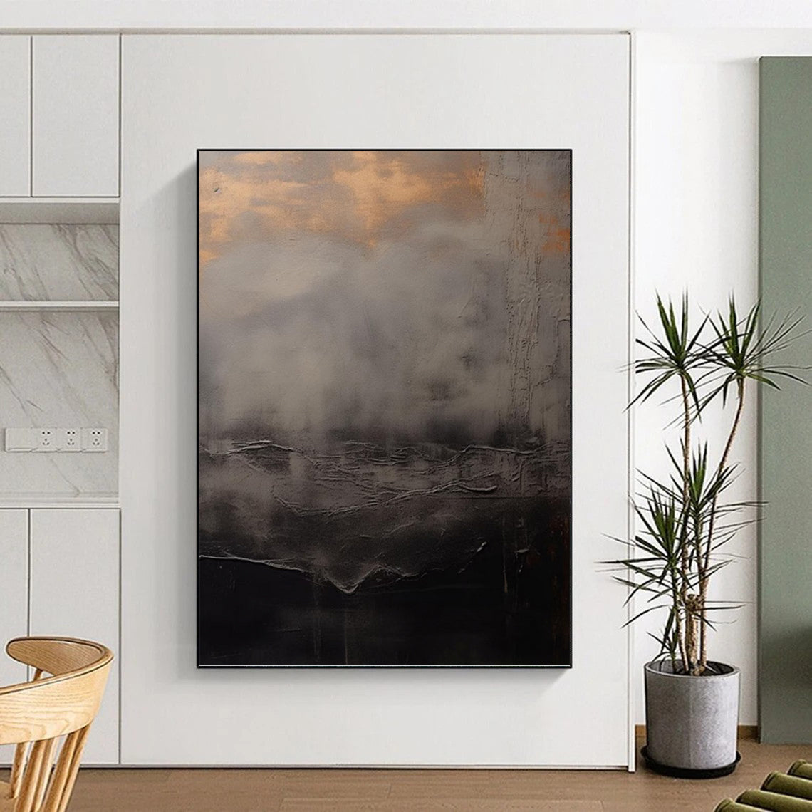 Custom Vertical Hand - Painted Textured Abstract Painting for Bedroom and Entryway DKH1662