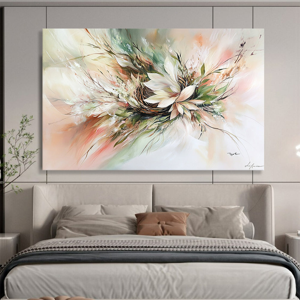 Soft Colorful Floral Abstract - “Blush Bouquet” Painting On Canvas HB1463