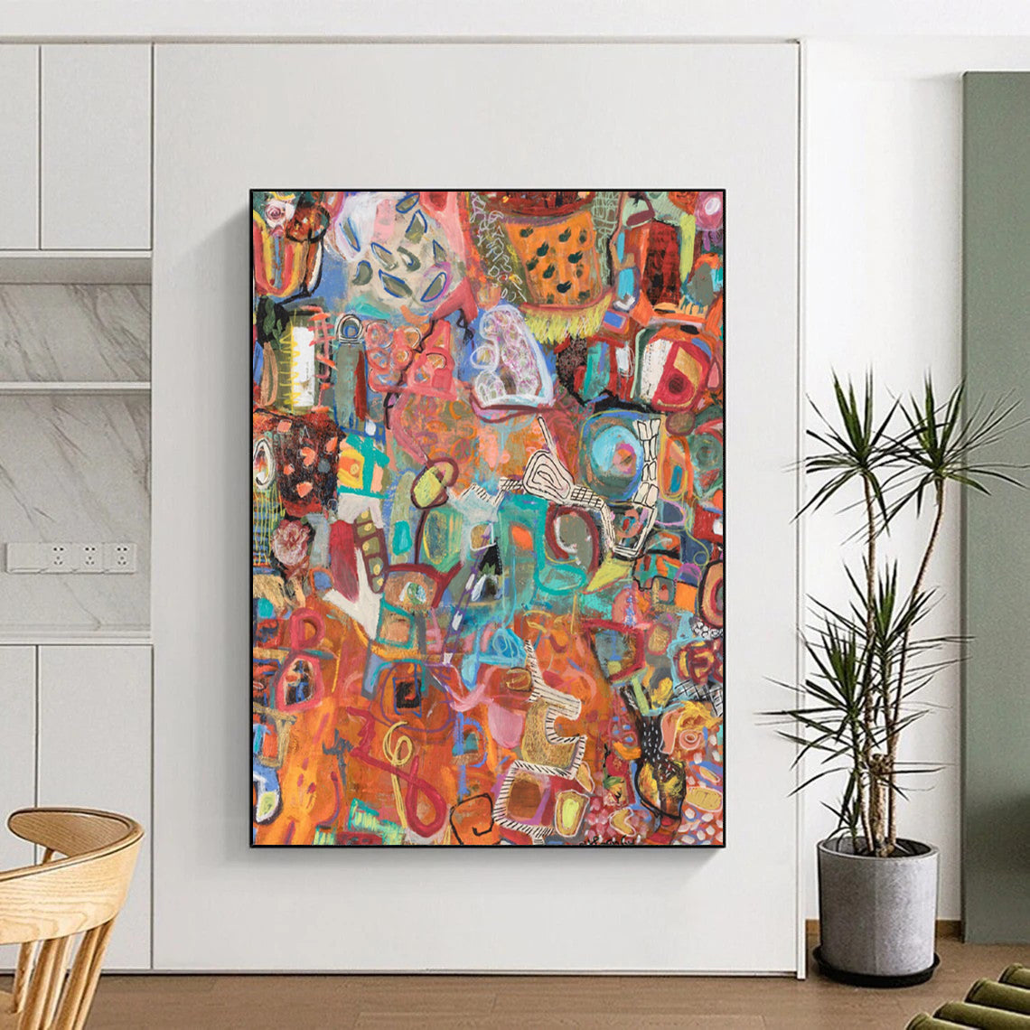 Hand-Painted Large Custom Abstract Art: Textured Details for Hotel & Hallway DTP291
