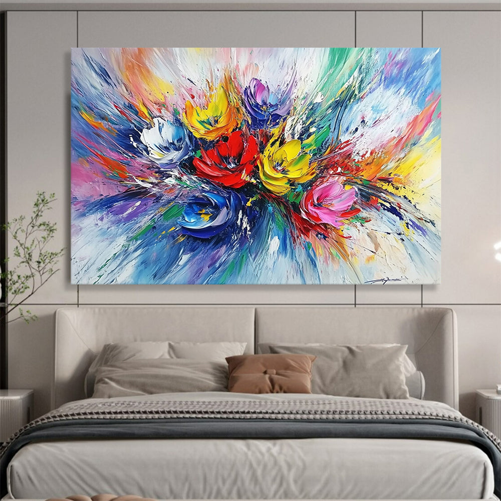 “Vibrant Flower Explosion” - Multicolor, Flower Explosion, Impasto - style HB1145