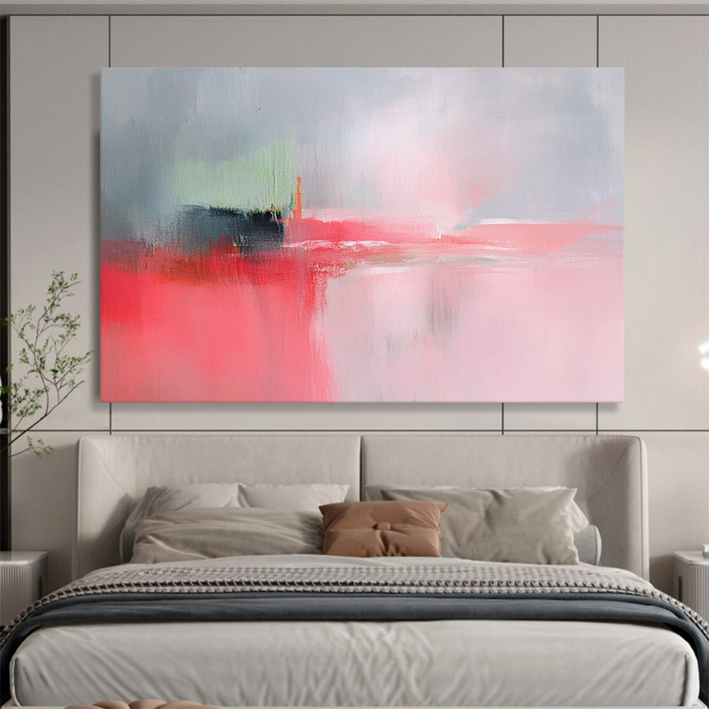 “Soft Color Blur” - Gray, Pink, Green, Abstract Impressionist Painting On Canvas HB0713