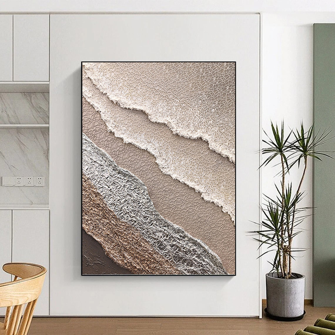 Custom - Made Hand - Painted Textured Abstract Canvas for Bedroom & Dining Room DKH0988
