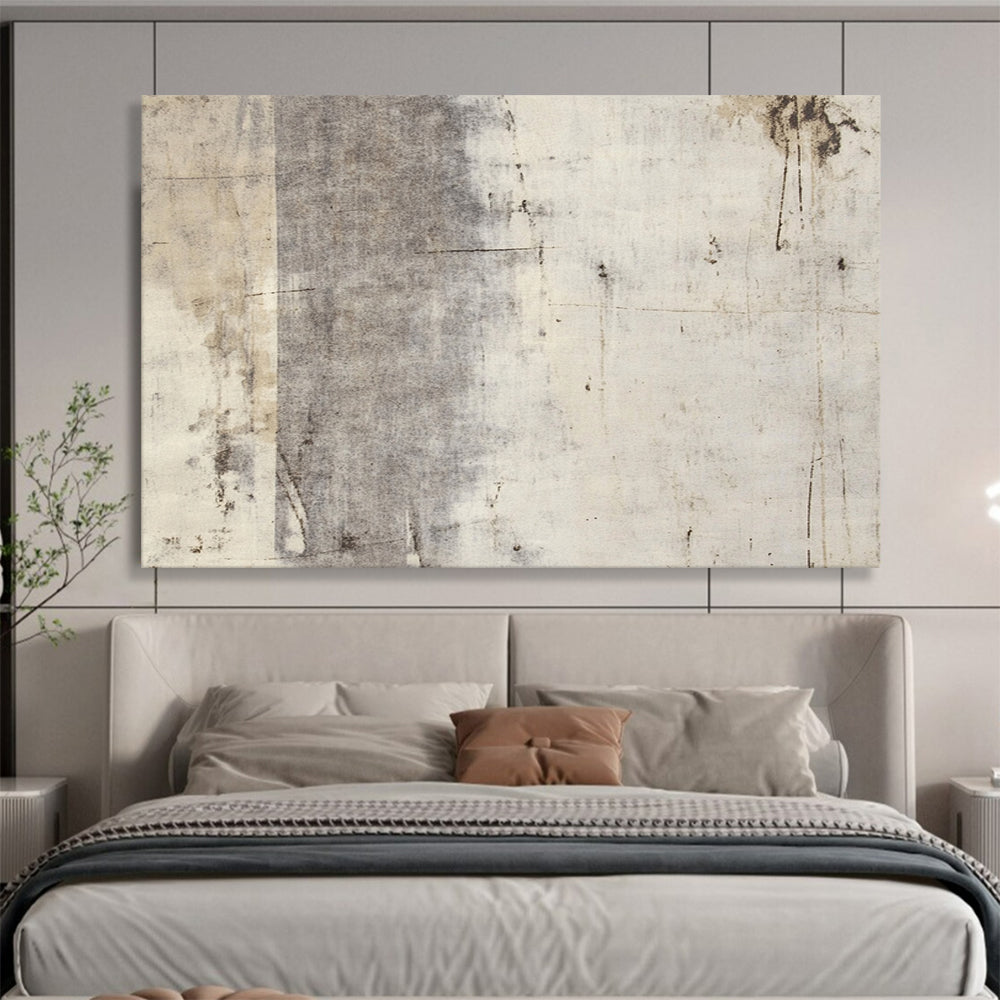 “Textured Gray Abstract” - Gray, Beige, Textural Abstract Painting On Canvas HB0704