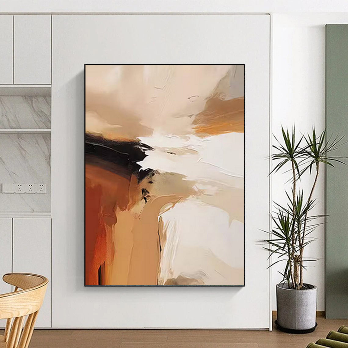 Alluringly Grand Hand - Painted Textured Abstract Painting for Retail Store & Showroom DKH1243