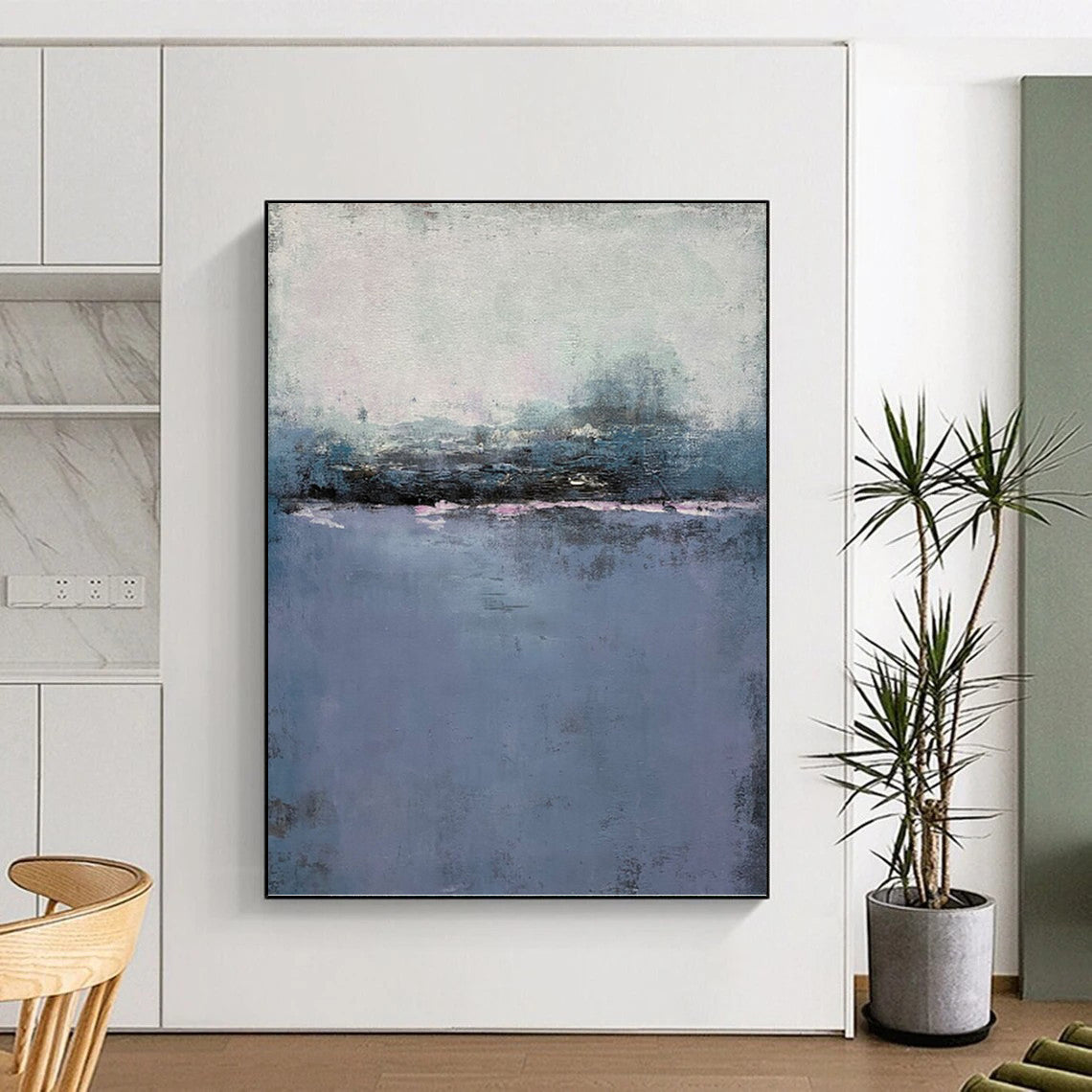 Striking Hand - Painted Textured Abstract Mural for Waiting Room & Lounge Area DKH1224
