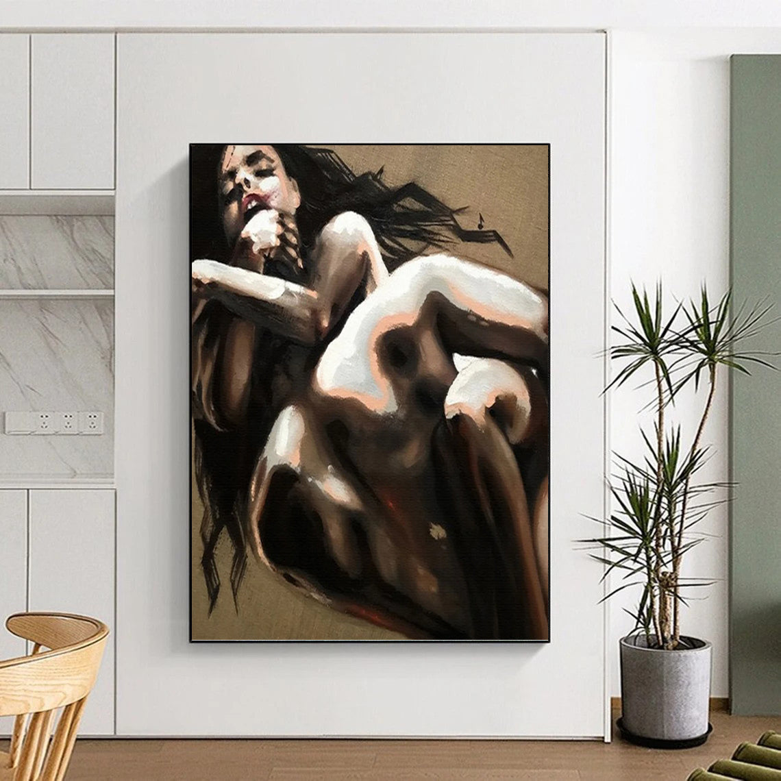 Large - Sized Vertical Custom Abstract Hand - Painted Masterpiece for Office and Dining Room DKH1631