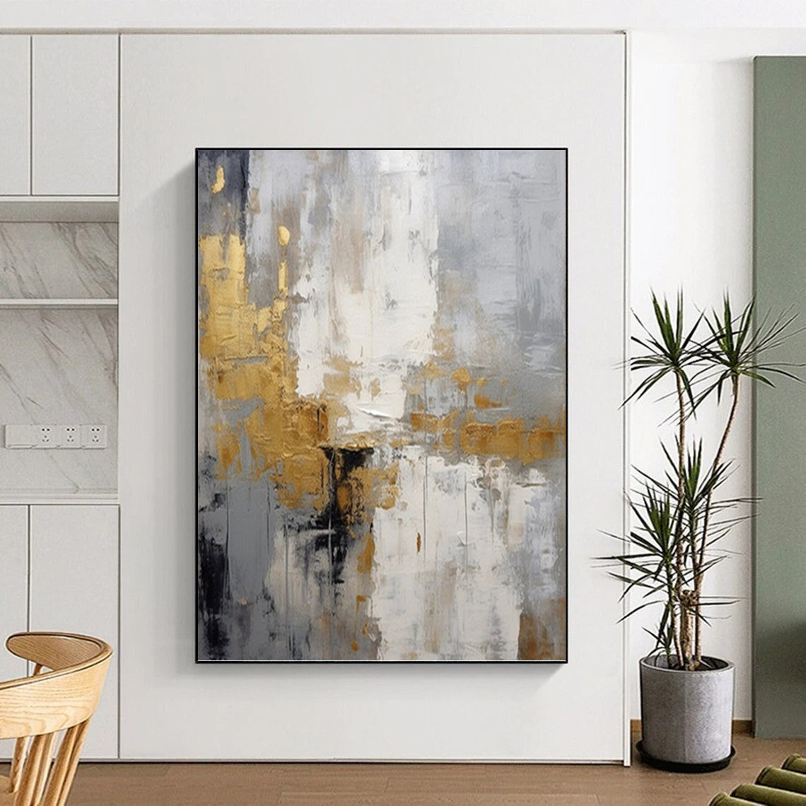 Large - Format Custom - Painted Textured Canvas Abstract for Dining Room & Bar DKH1062
