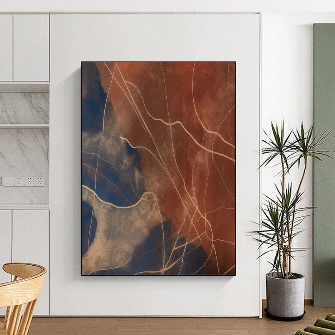 Ocean Foam: Extended Hand - Painted Custom Abstract Painting for Living Room and Bar DTP120