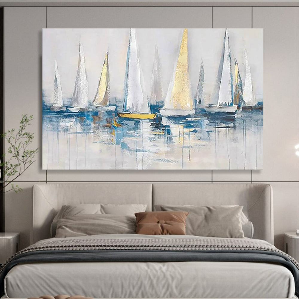 Sailboats on Calm Sea - Nautical Living Room or Office Art DLZ257