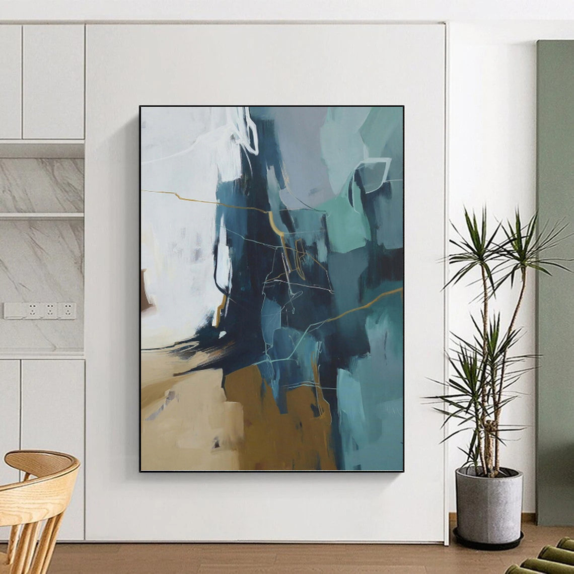 Colossal Hand - Painted Custom Textured Abstract Canvas for Hotel Suite & Living Room DKH1016