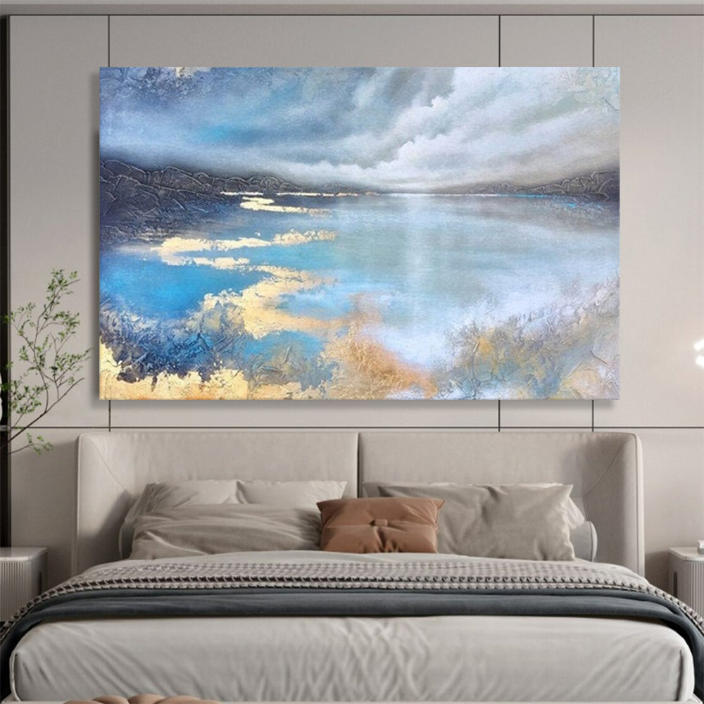 Serene Lake & Sky Abstract - Calming Bedroom or Office Art DLZ192