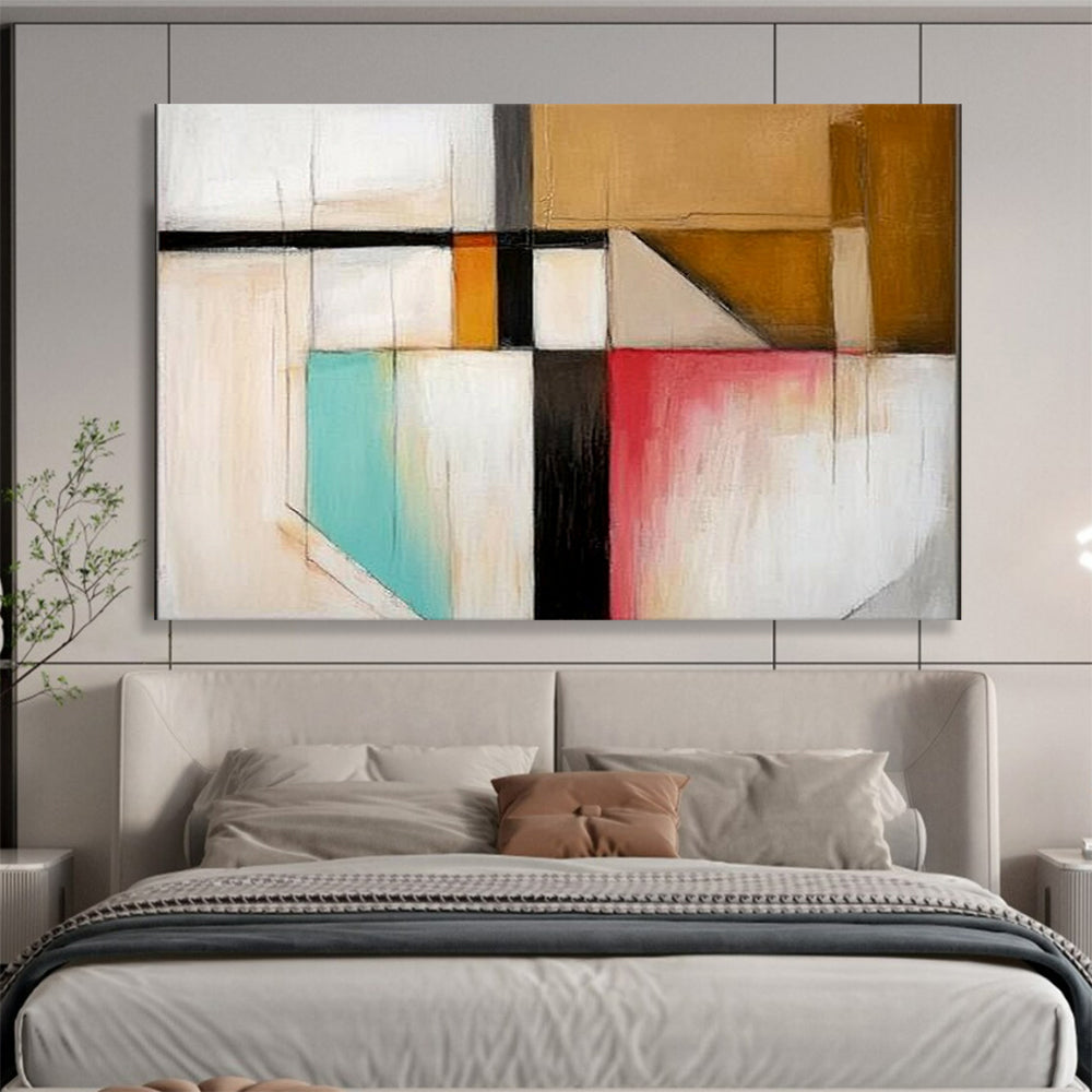 Colorful Geometric Abstract "Modern Mosaic" Painting On Canvas HB0413