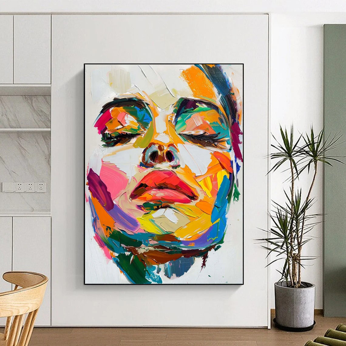 Lunar Labyrinth: Stupendous Hand - Painted Custom Abstract Art for Living Room and Hotel DTP090