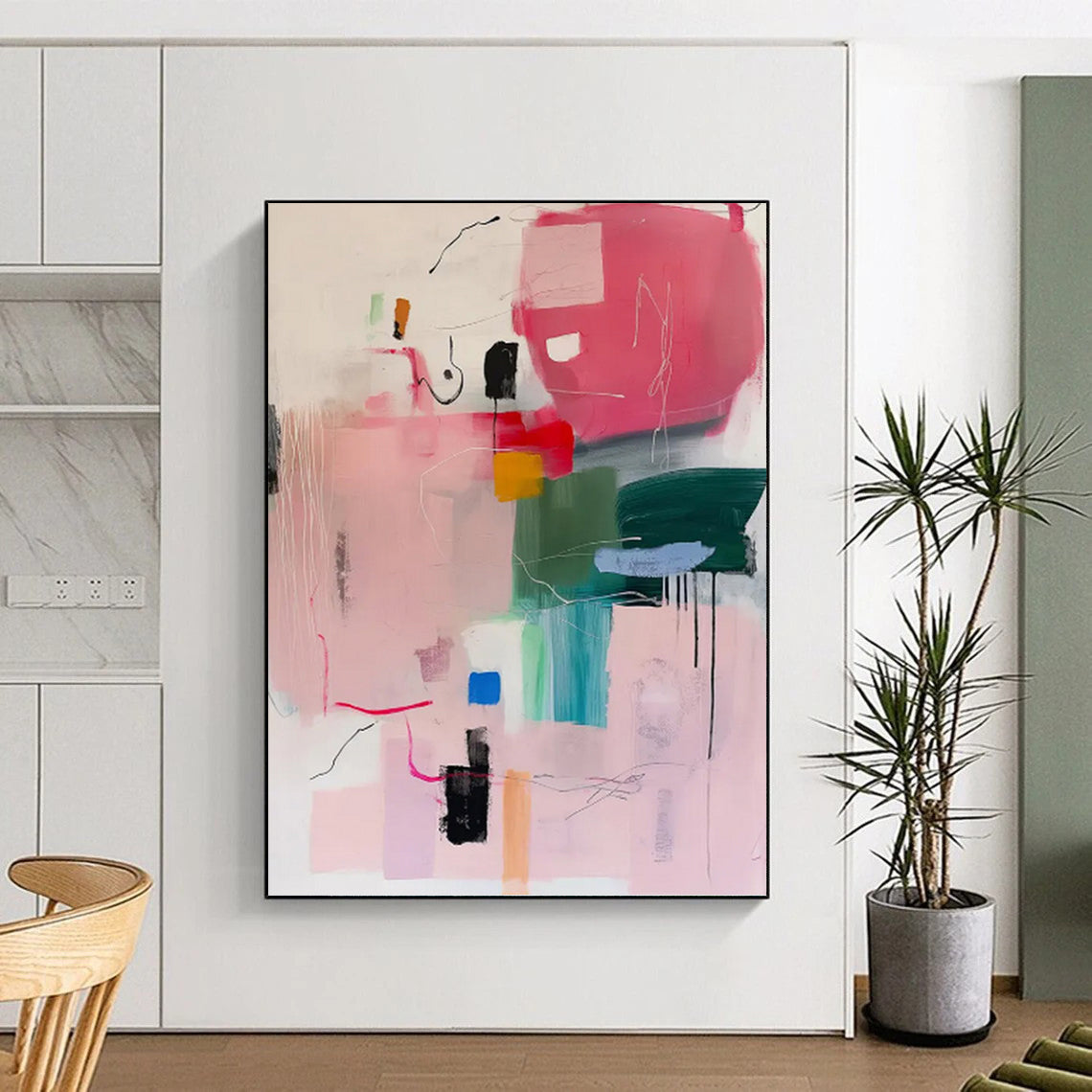 Oversized Hand - Painted Custom Textured Abstract Artwork for Hallway & Entryway DKH0998